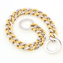 15mm Amazon Ebay Hot Sale Stainless Steel Dog Chains Gold Plated Dog Collar Pet Supplies For Dog Training Collar